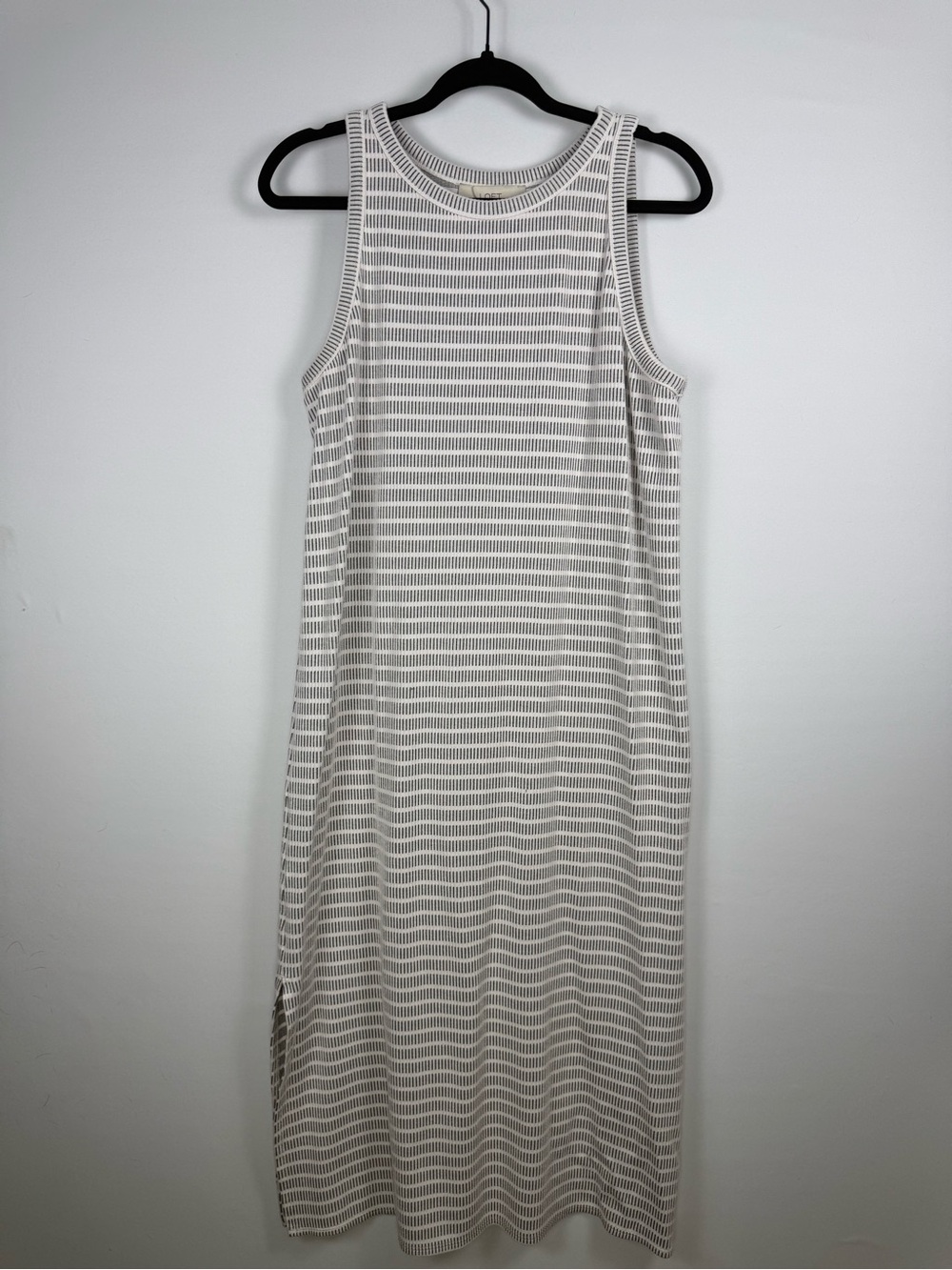 LOFT Women’s Dress, White and Grey Stripped, Size: L